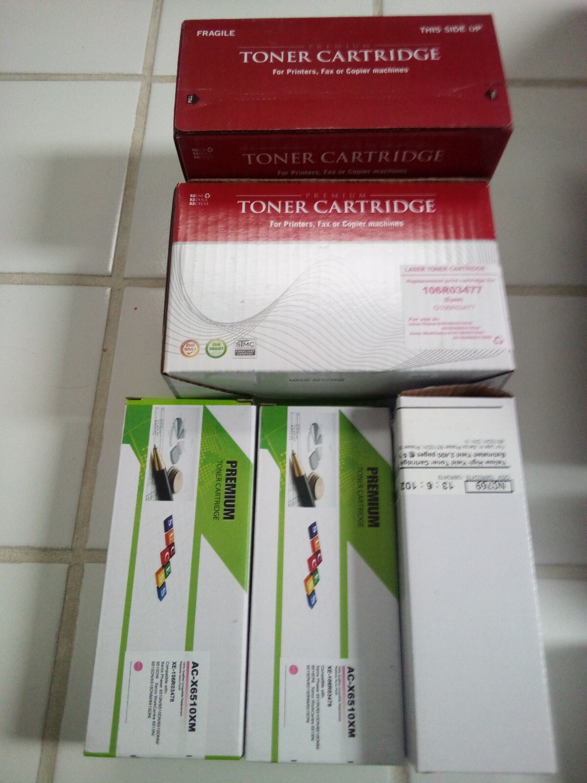 5 XEROX PHASER 6510 REPLACEMENT CARTRIDGES 106R03477-79 COLOR SET + 2 MORE