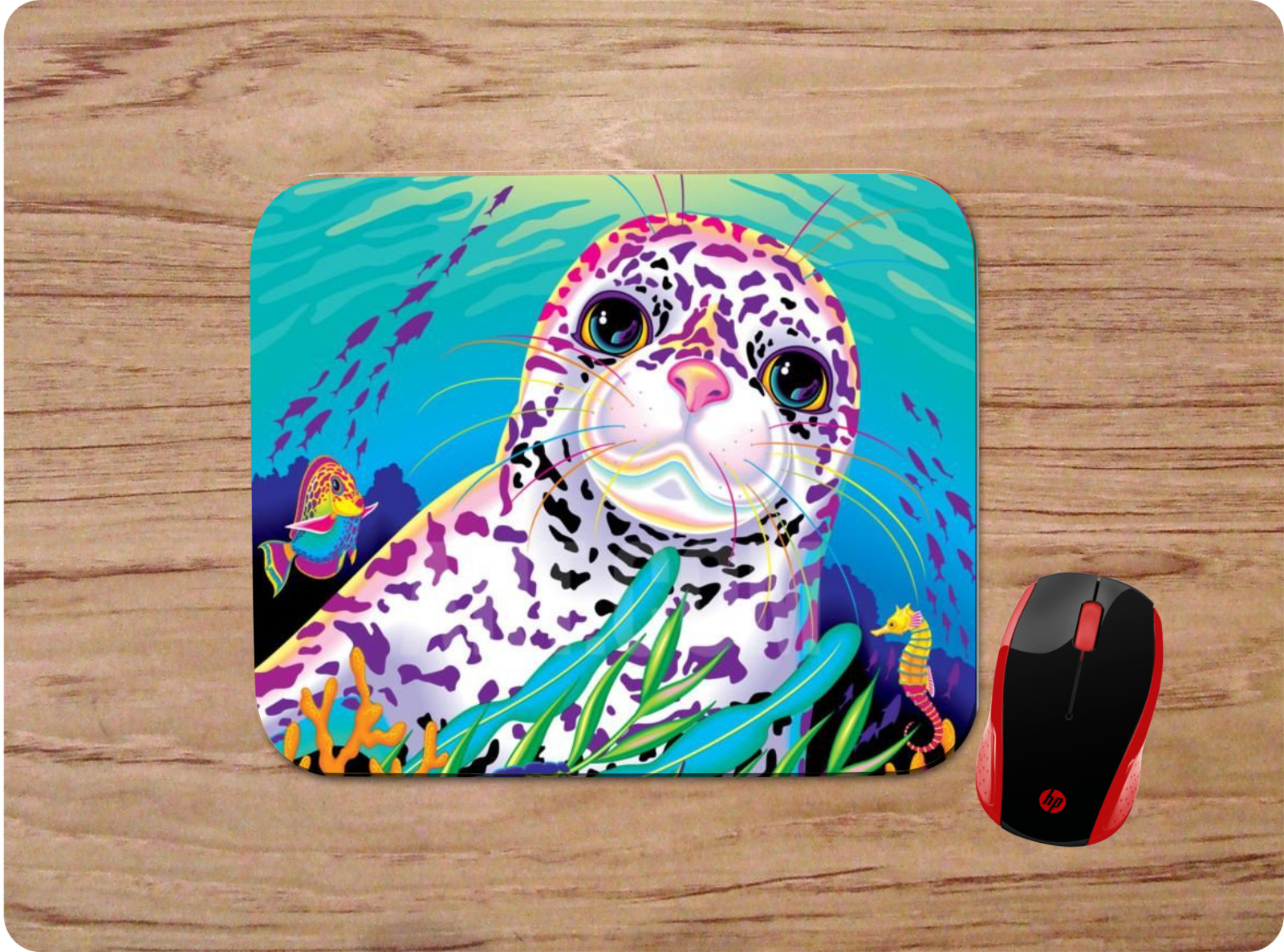 COLORFUL SEAL SEAHORSE UNDERWATER THEME CUSTOM MOUSE PAD MAT NEOPRENE NON-SLIP