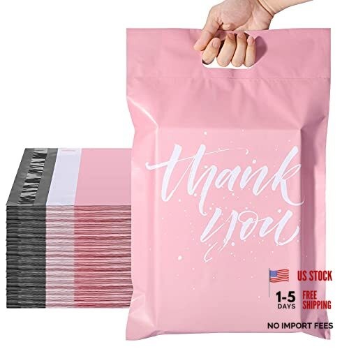 Thank You Poly Mailers 10x13 100 Pcs, Easy to Carry Shipping 10X13" 100PC Pink