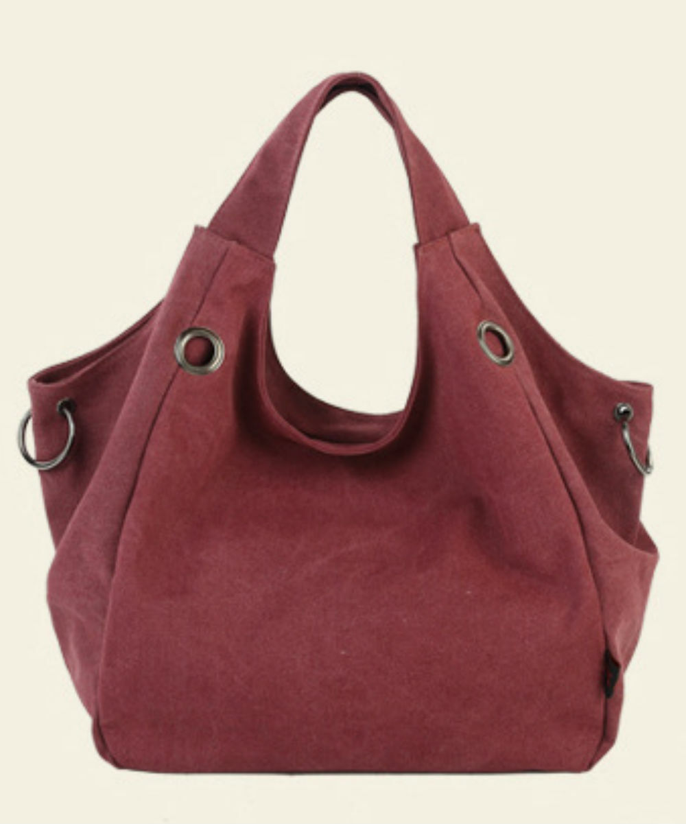 Ladies Handbag Canvas Purple - H 12" x W 9.5" x D 6" - Perfect Gift 