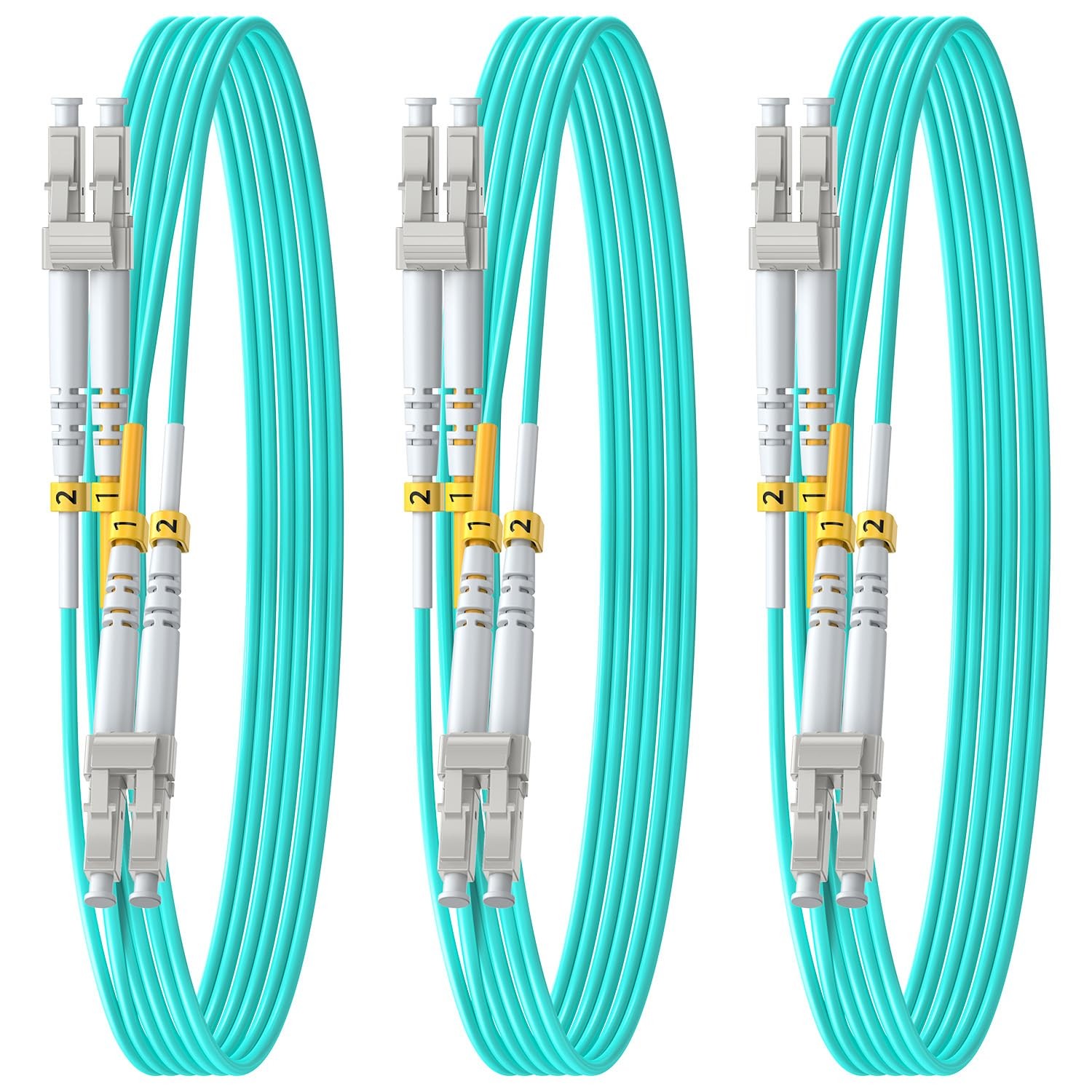 3 PCS OM4 LC To LC Fiber Patch Cable Multimode 50/125um LSZH 3m/10ft 40G/100G