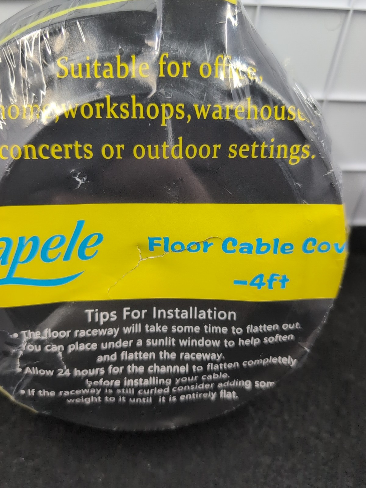Eapele 4ft Cable Protector Cord Cover for Floor, Heavy Duty PVC Duct Brand New