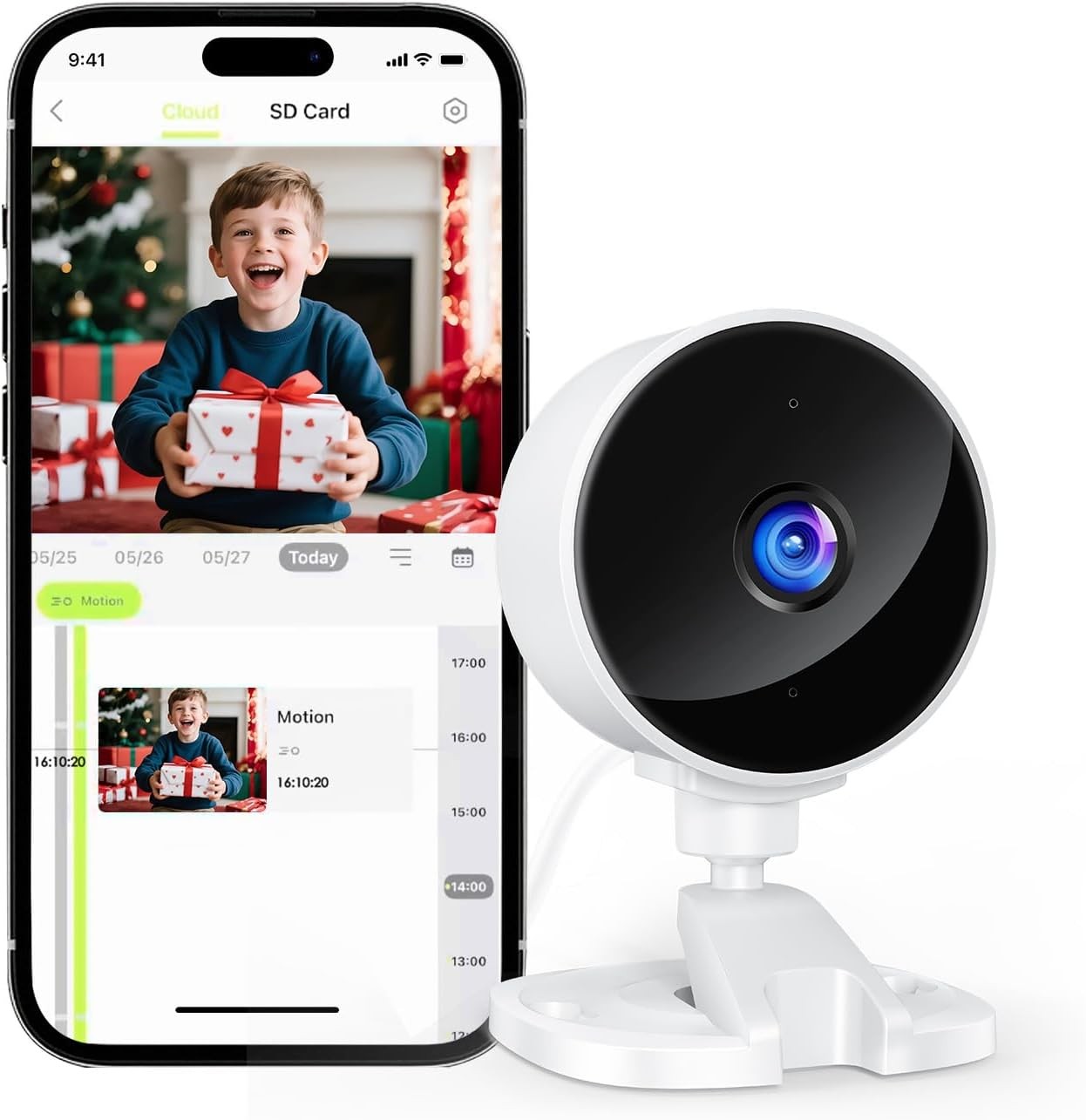 Indoor Security Camera for Baby Monitor, Home & Pets, 2.4GHz Wi-Fi