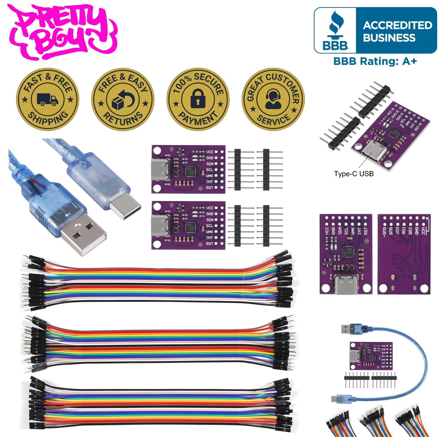 2PCS CP2112 USB-to-SMBus Adapter for Arduino - Compatible with Windows/Mac/Linux