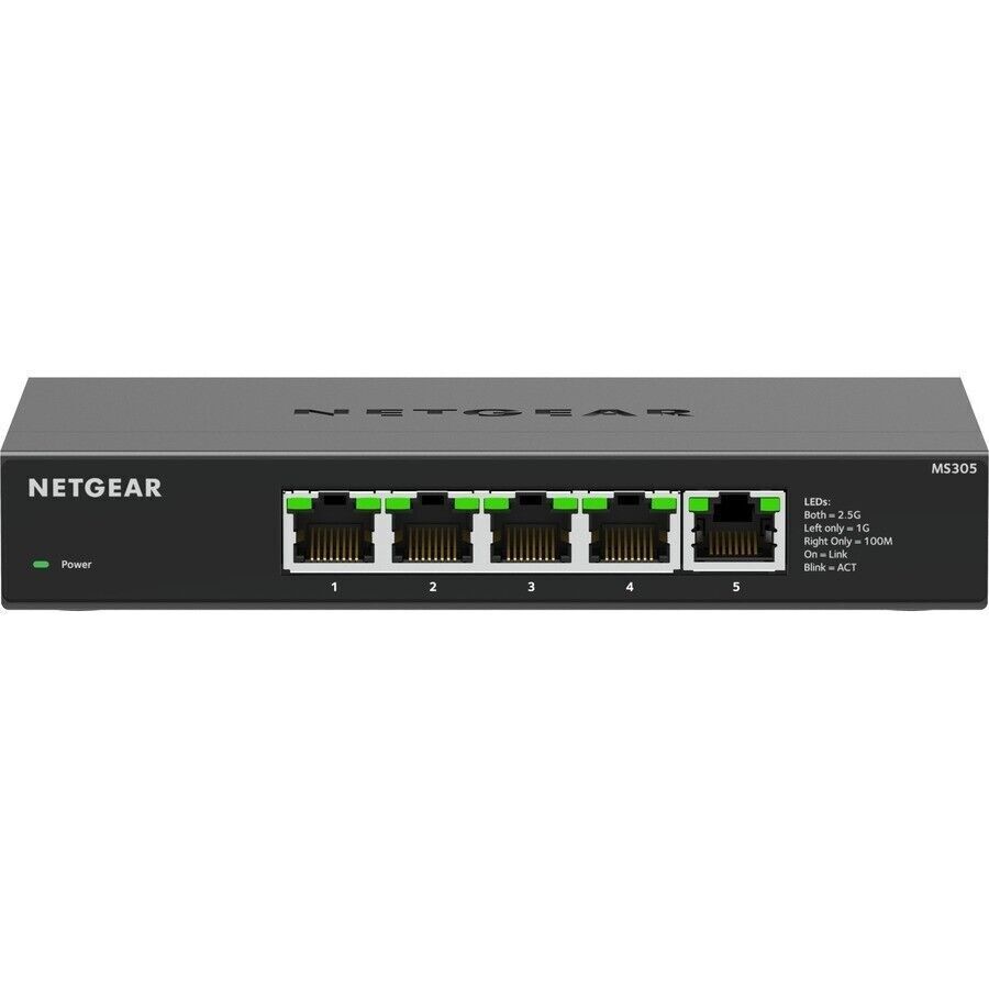 Netgear MS305-100NAS 5 Port 2.5G Gigabit Unmanaged Switch Metal Case Desk Wall