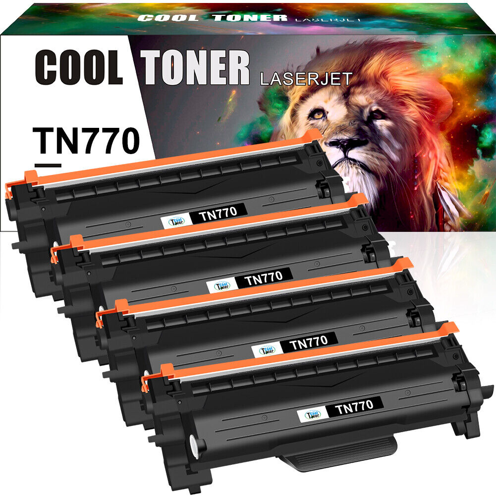 4x TN-770 TN770 Toner Compatible With Brother HL-L2370DW HL-L2370XL MFC-L2750DW