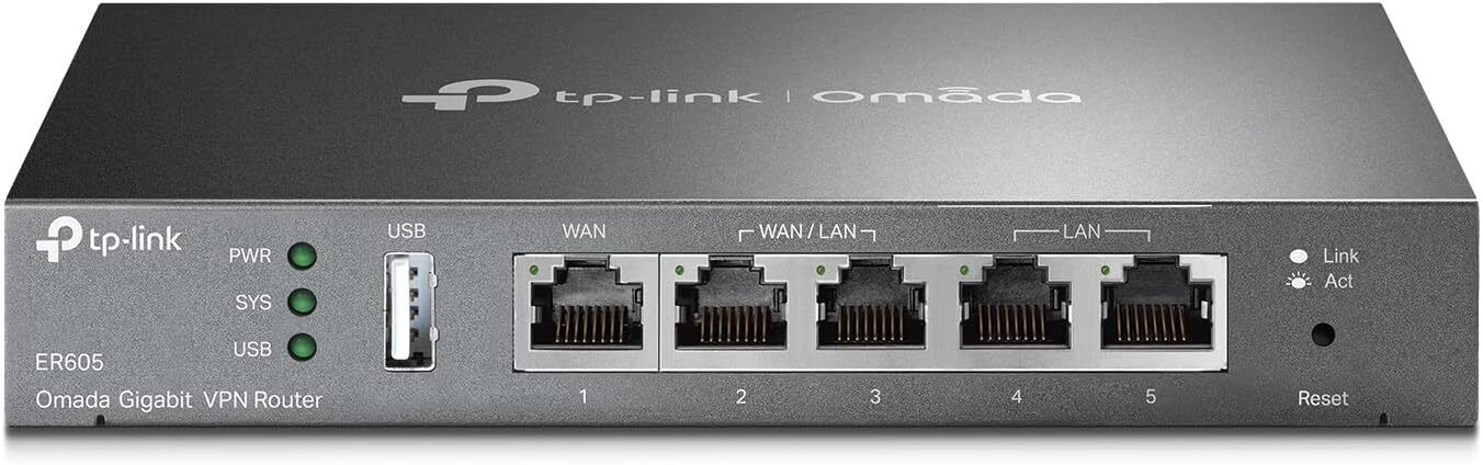 TP-Link ER605 V2 Wired Five Gigabit Ports VPN Router Up to 3 WAN Ethernet Ports