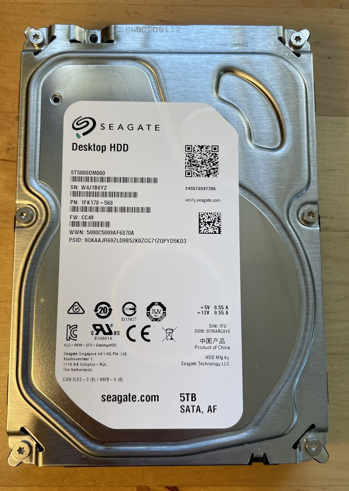 Seagate ST5000DM000 5TB *VERY LOW HOURS* - PC HDD 128MB Cache SATA 6Gb/s 3.5"