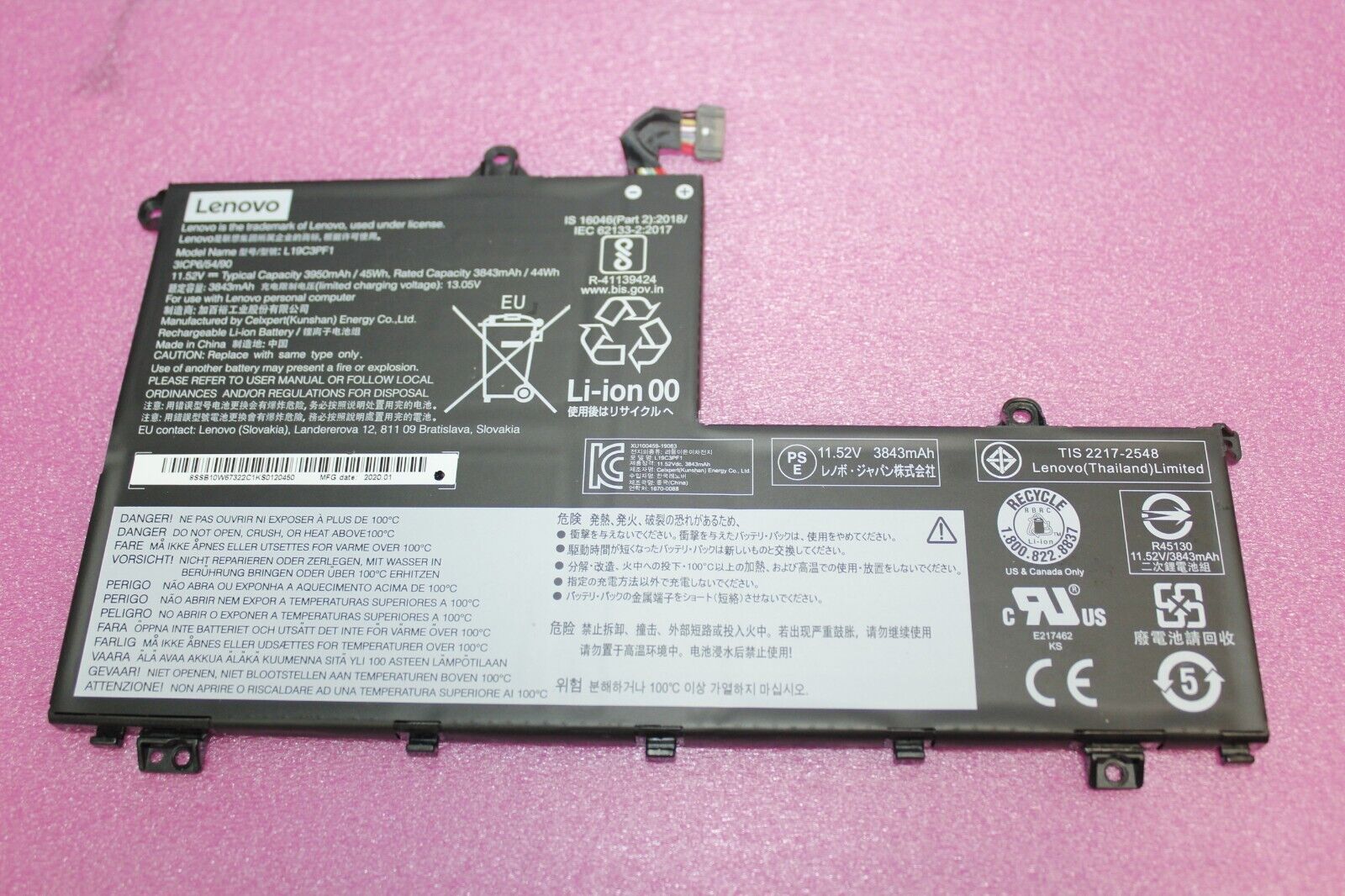 Genuine Lenovo Thinkpad 14-IML 14-IIL Laptop Battery L19C3PF1