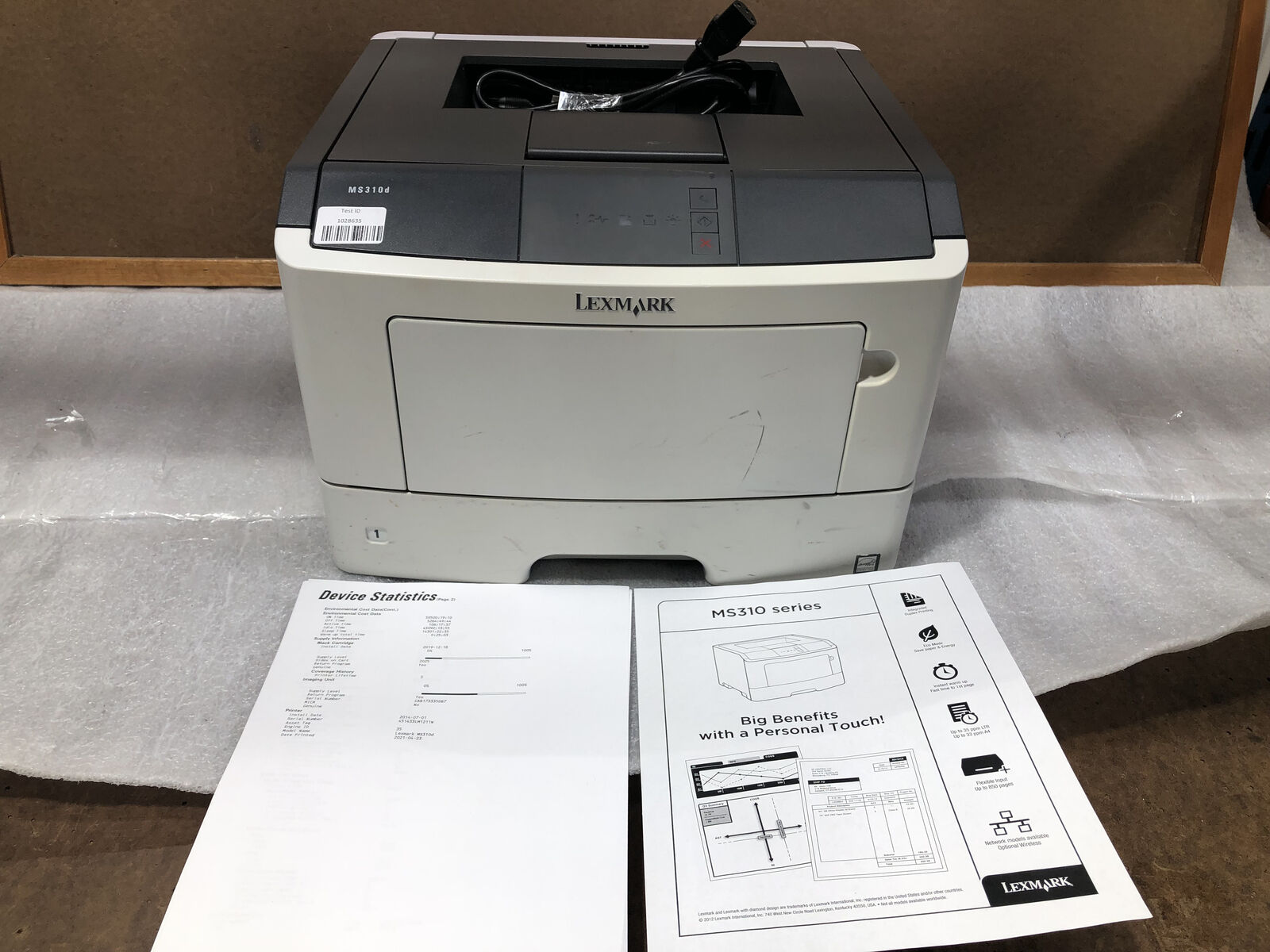 Lexmark MS310d Workgroup Monochrome Laser Printer w/TONER & 53k Pages  --TESTED