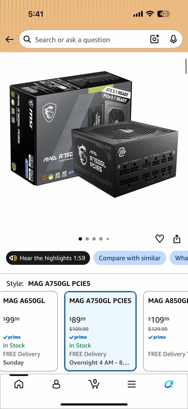 MSI MAG A750GL PCIE5 FACTORY SEALED- Negotiable SEND OFFER