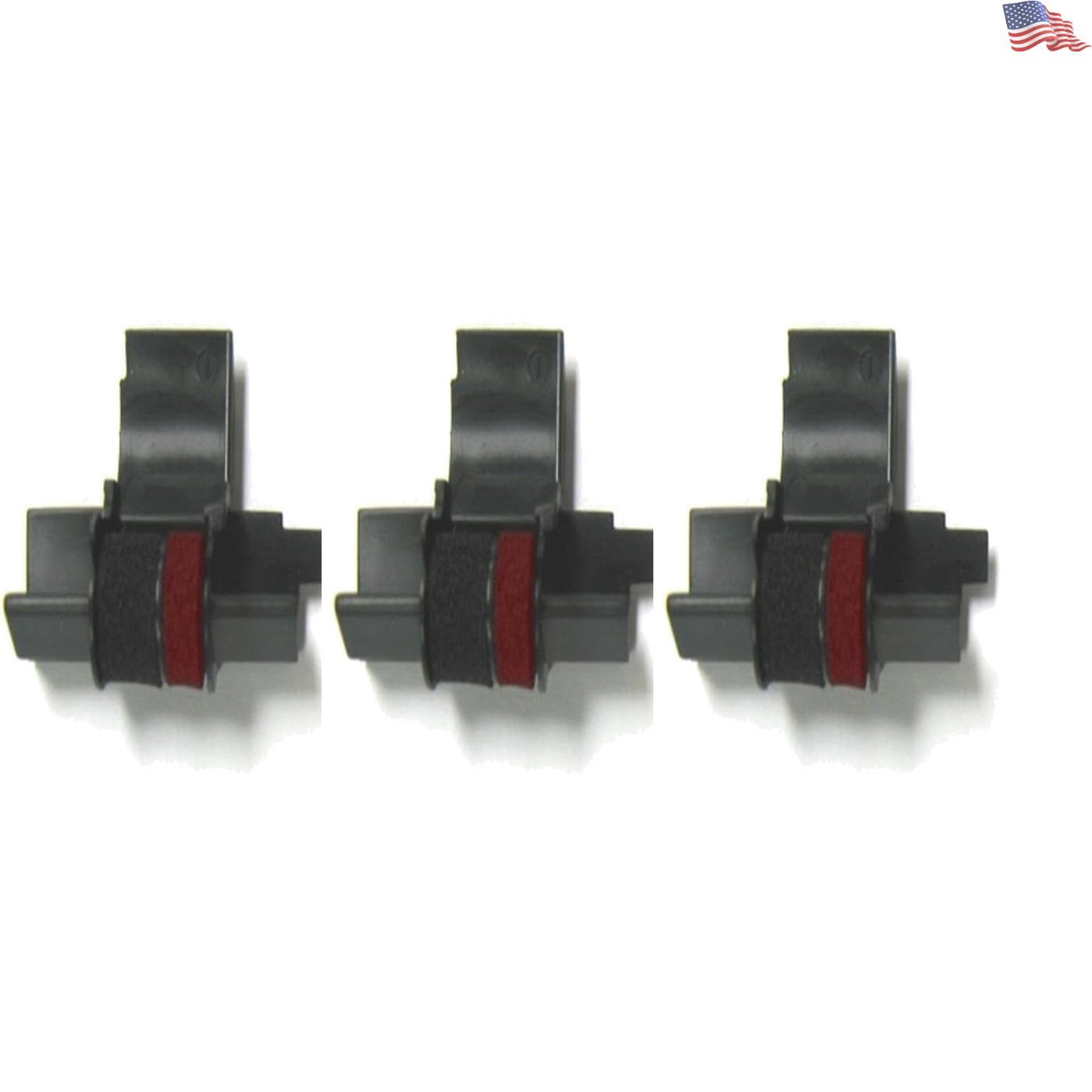 High-Quality Black/Red Ink Rollers - Replacement for Sharp EL Models, 3 Count