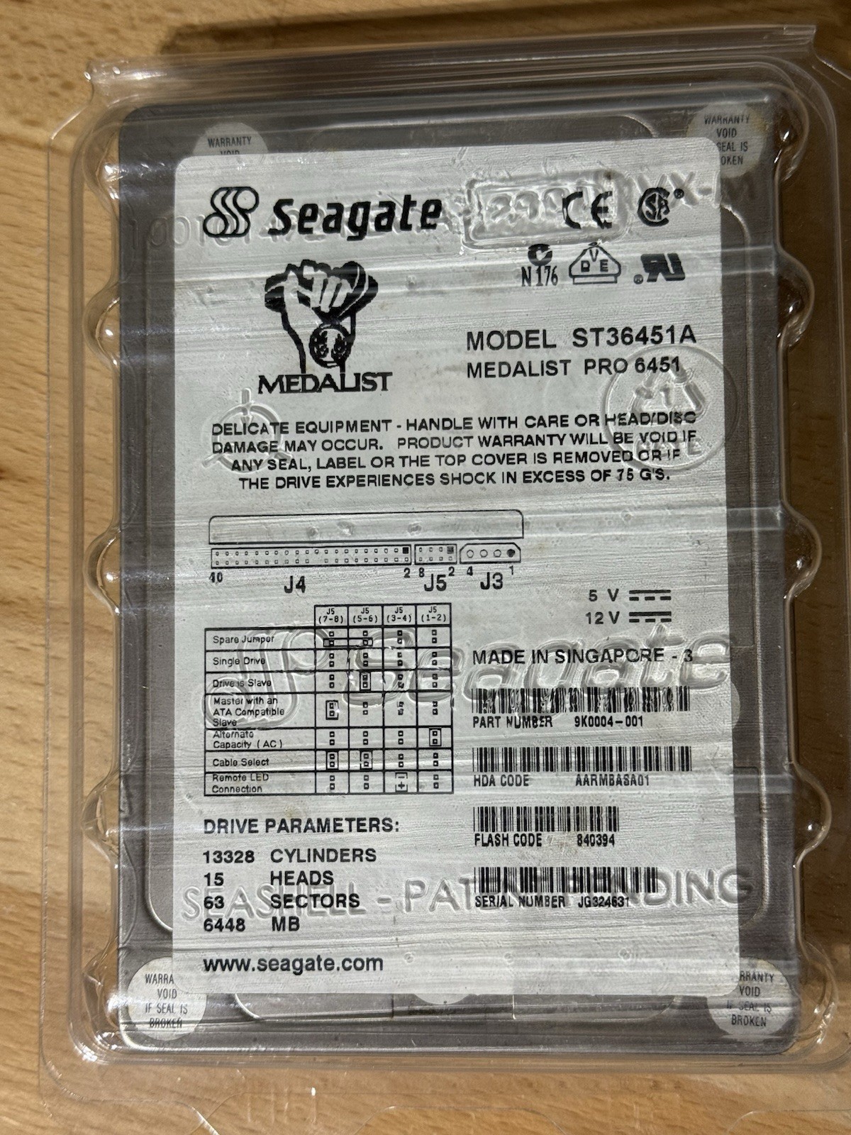 Hard Drive Seagate Medalist Pro 6451 Model ST36451A
