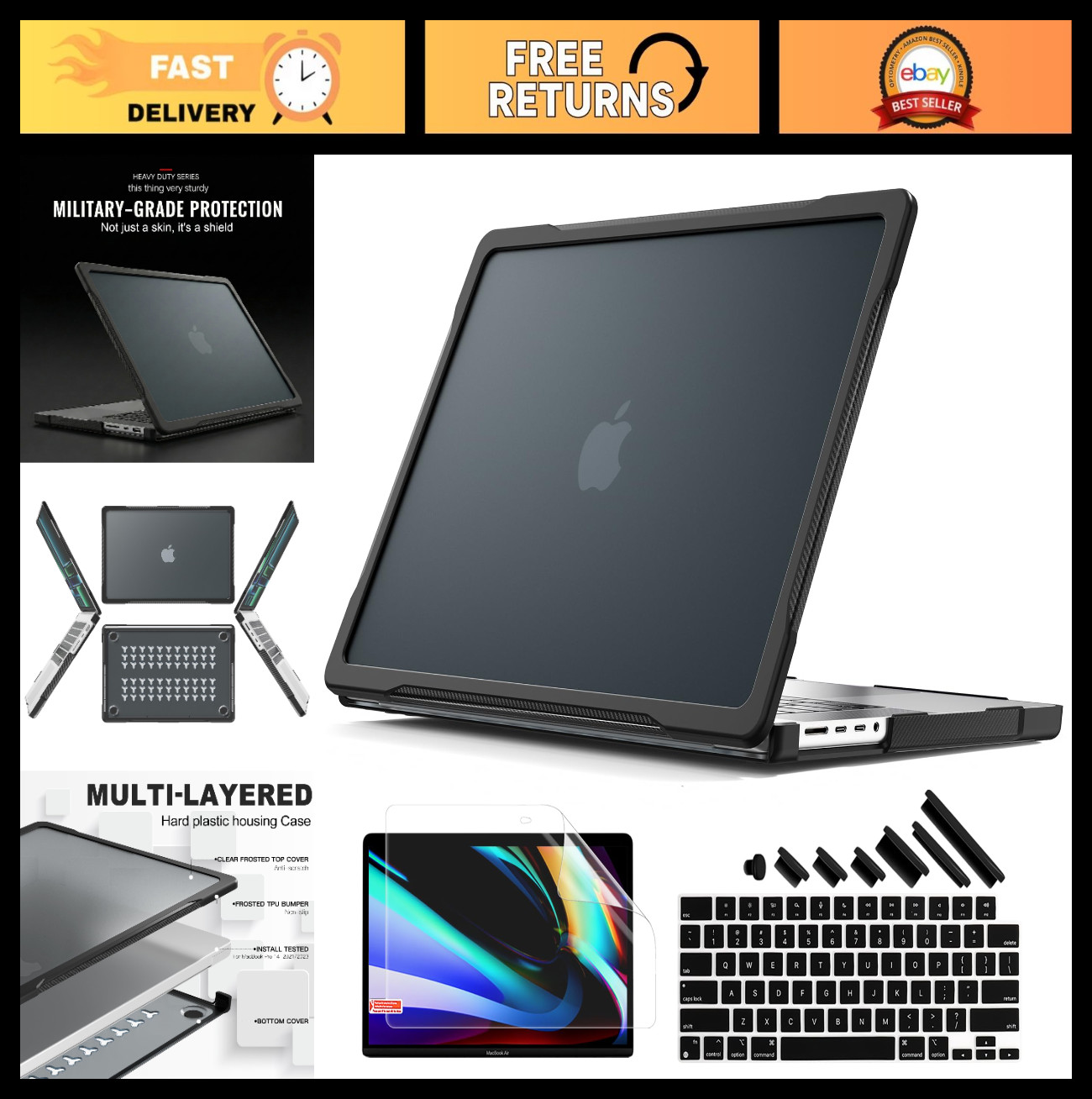 Ultimate Protection Case for 14" MacBook Pro 2025/2026 - Shockproof Matte Armor,