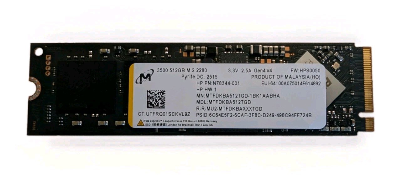 Micron 3500 512 GB M.2 2280 SSD NVMe PCIe Opal Gen4 x4 MTFDKBA512TGD