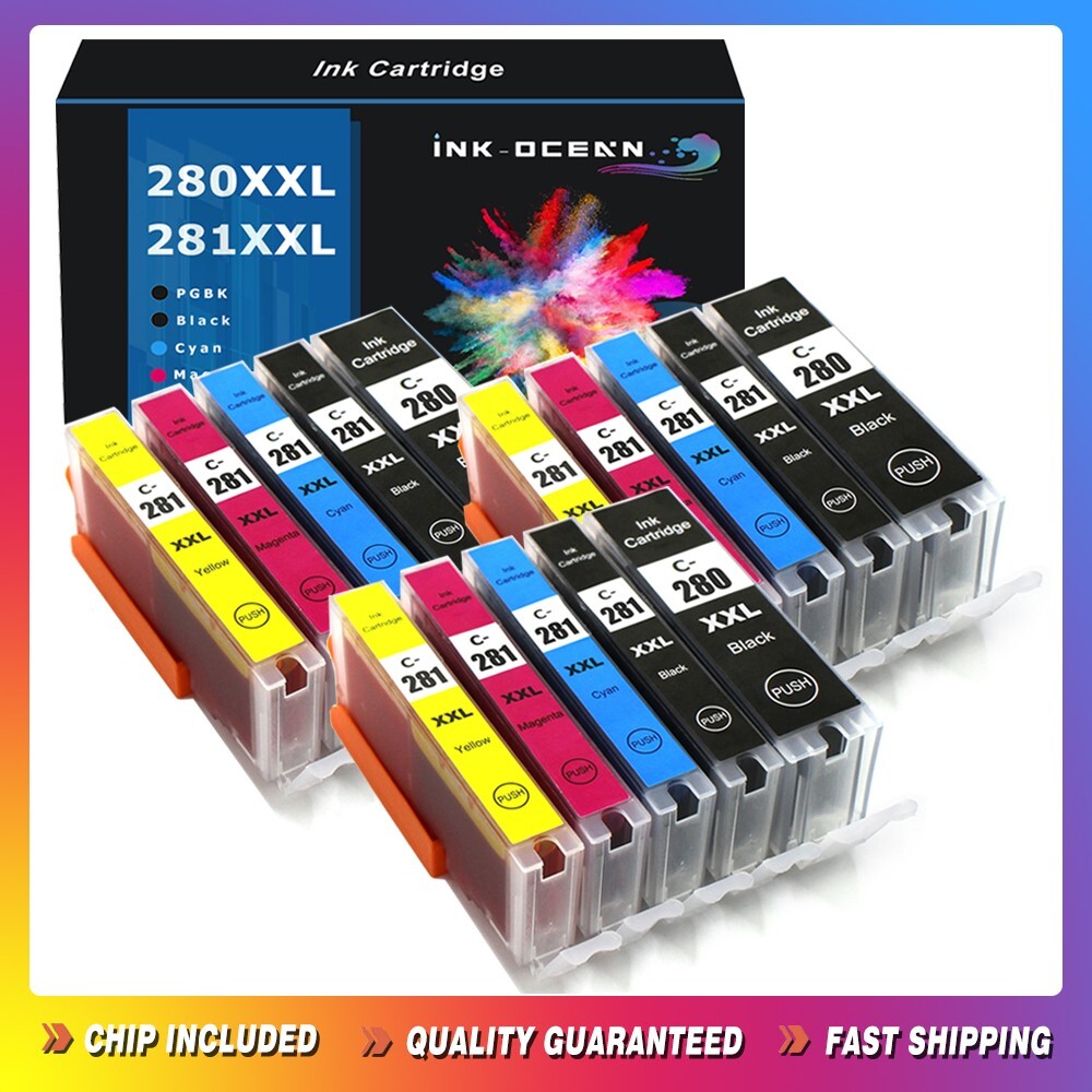 15 Pack PGI-280XXL CLI-281XXL Ink for Canon TR7520 TR8520 TS6120 TS8120 TS9120