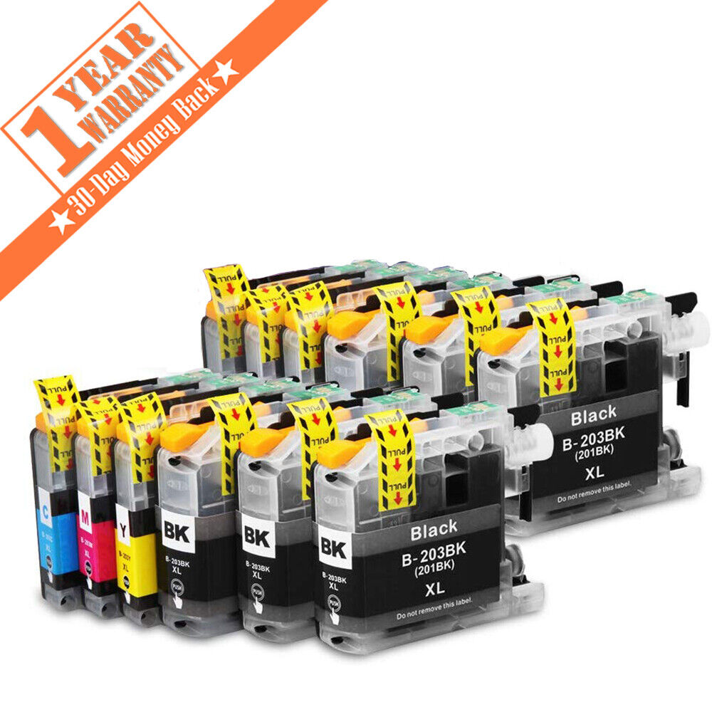 12 PK Quality Ink Set w/ Chip for Brother LC201 LC203 MFC J460DW J480DW J485DW