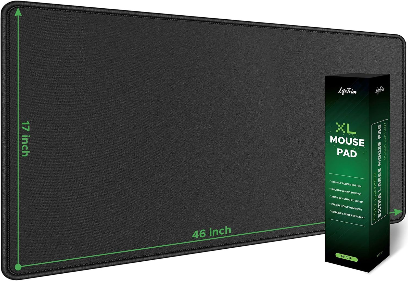 Large Gaming Mouse Pad 46x17 Inches Extra Large Desk Mat Thick Non-Slip Black
