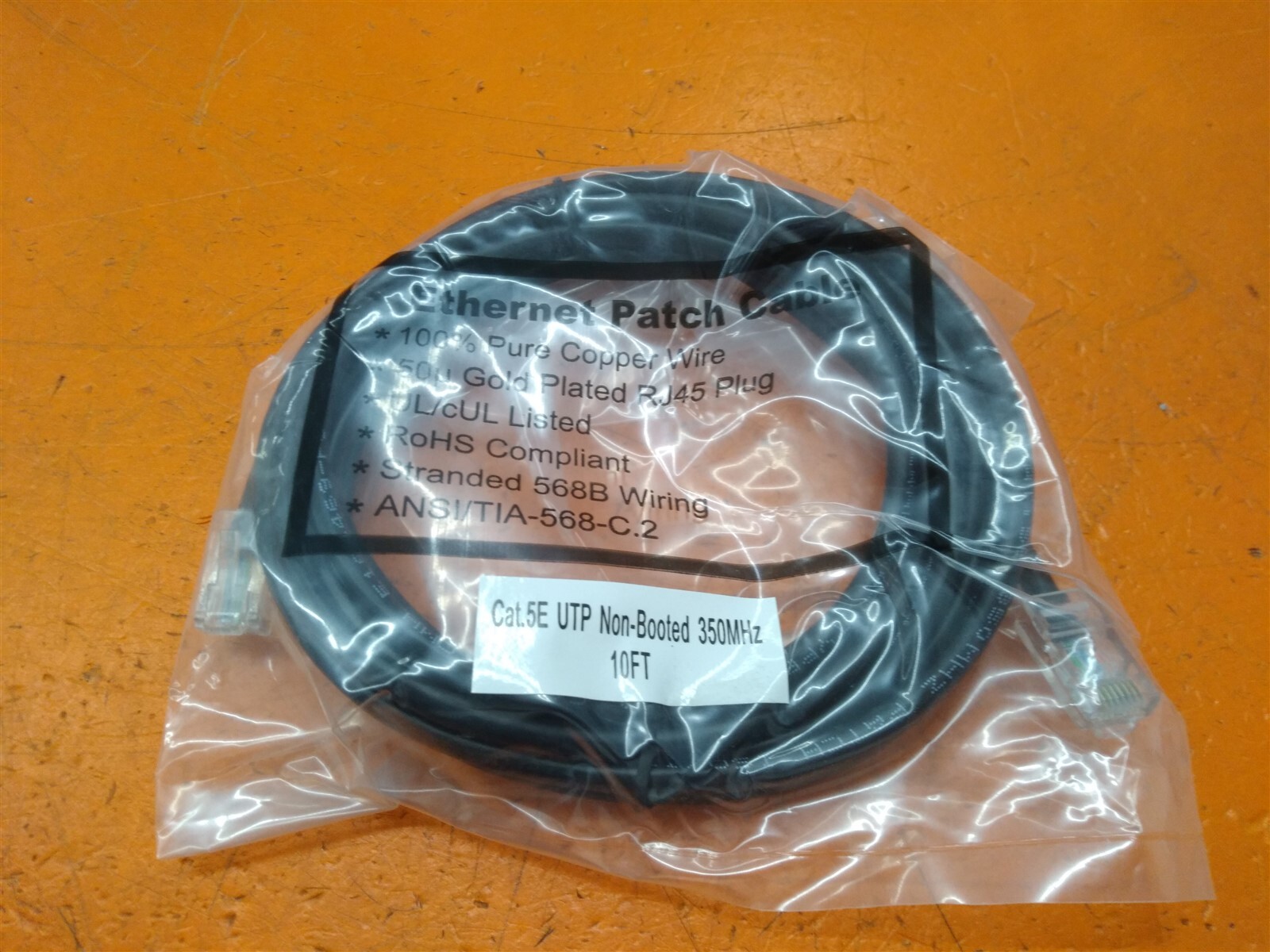 ⭐️⭐️⭐️⭐️⭐️ CAT 5E 10ft Black UTP Non-Booted 350MHz RJ45 568-C.2