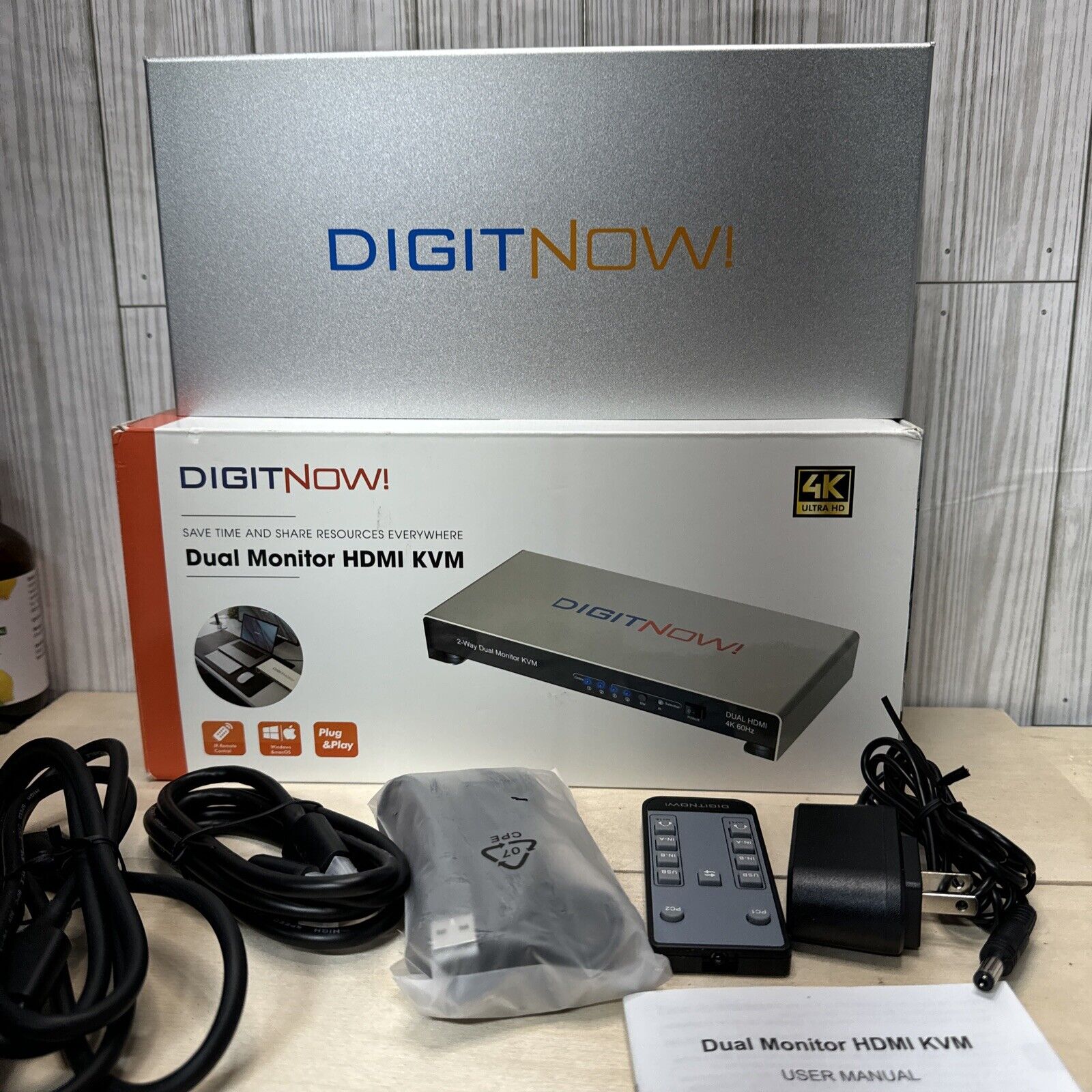 DIGITNOW Dual Monitor KVM Switch HDMI 2 Port, UHD 4K-60Hz Extended Display