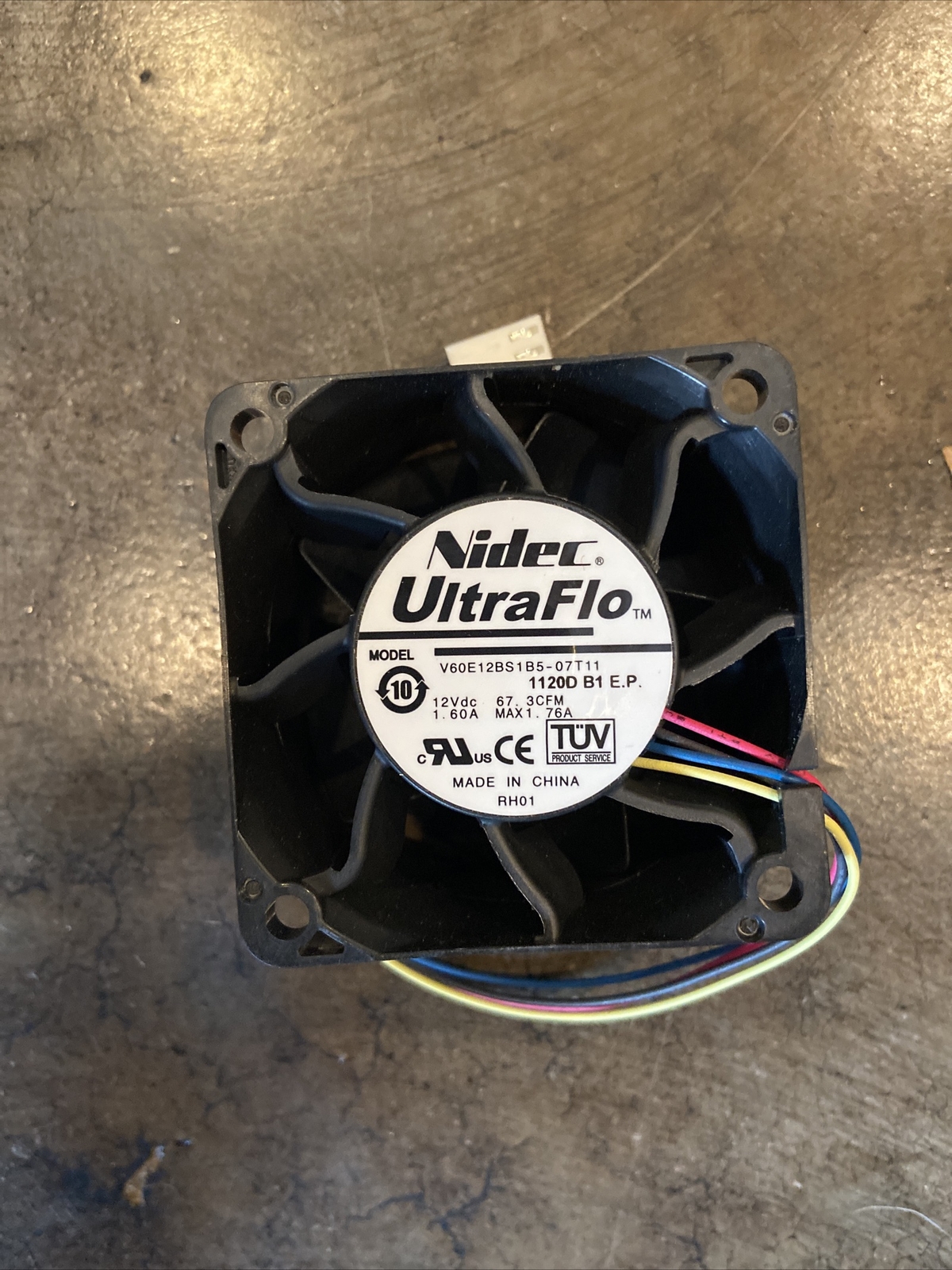New Nidec UltraFlo Fan V60E12BS1B5-07T11 w/ 4 Pin Connector 60x60x38mm