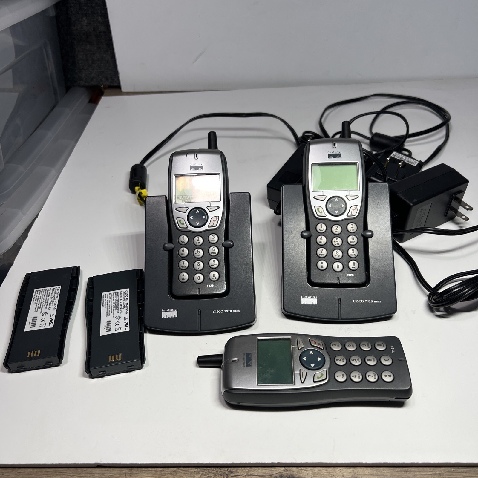 Cisco 7920 Handheld Wireless IP Phone Bundle w/Battery & Charger Lot of 3