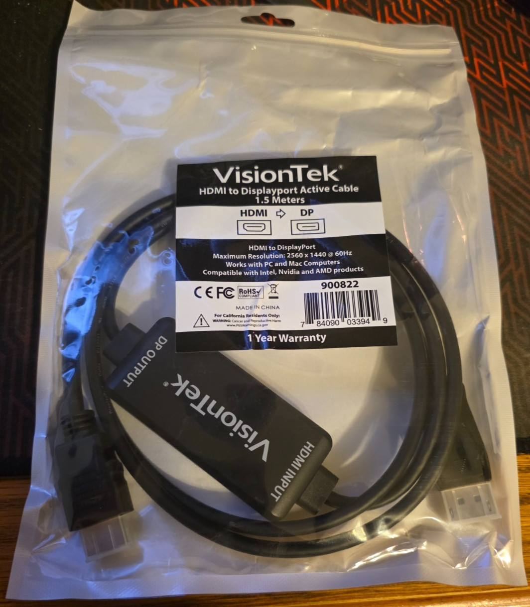 VisionTek HDMI to DisplayPort Active Cable 1.5M [Retail master carton Qty:40]