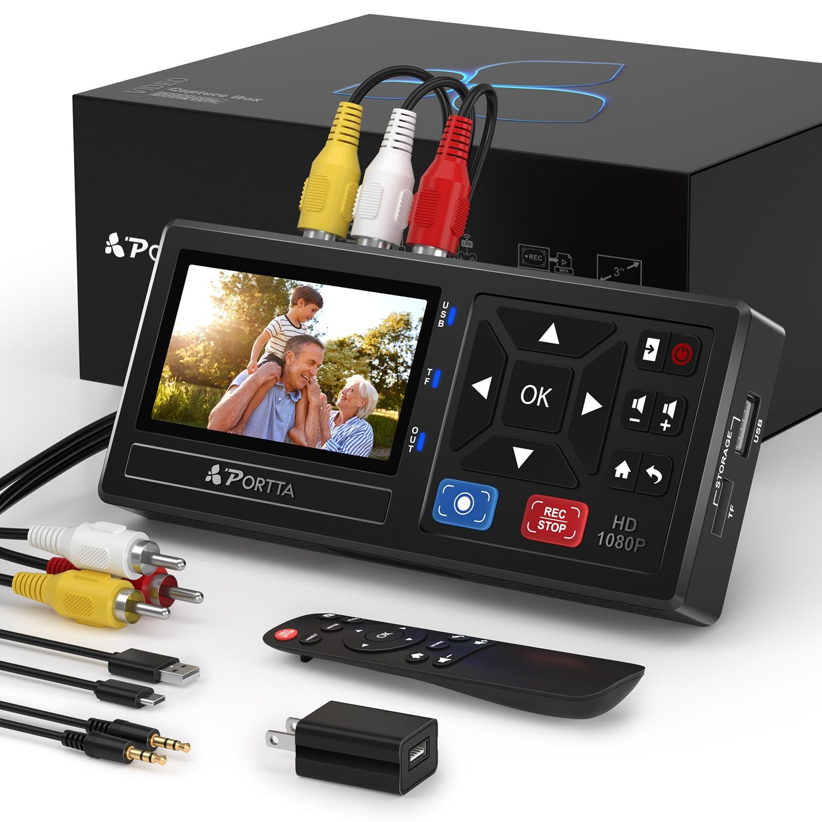 Portta VHS to Digital Converter Video to Digital Recorder with Remote Compatible