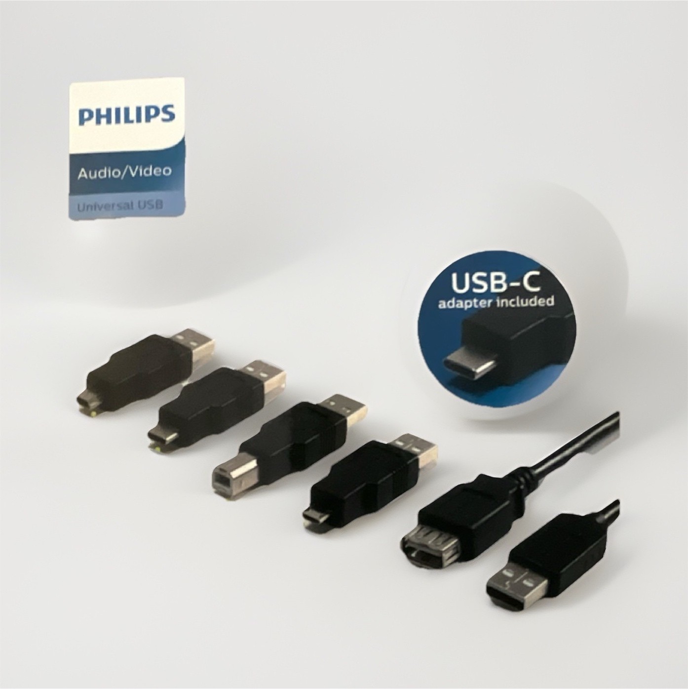 Philips Universal USB Adapter Set Black with USB-C Adapter Included