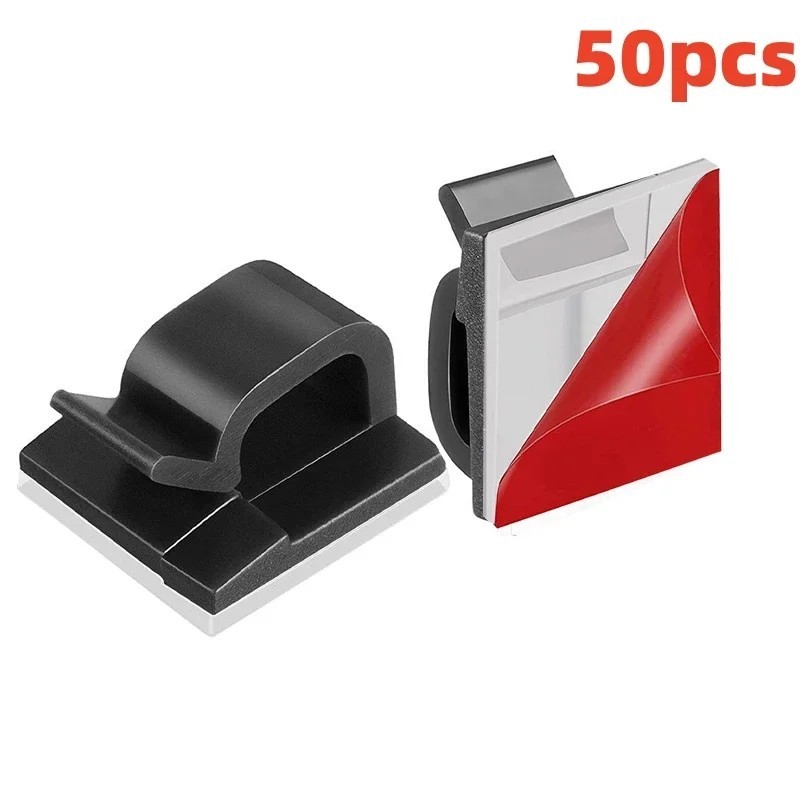 50pc Adhesive Cable Clips Wire Management Cord Organizer Holder Clamp Clear