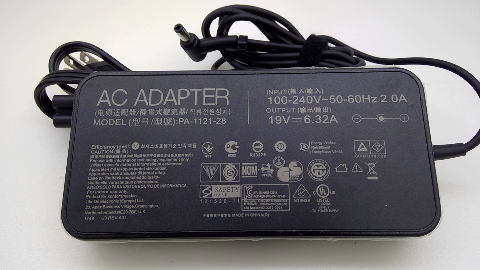 Lite-On PA-1121-28 120W AC Adapter Charger for ASUS Laptop 19V 6.32A
