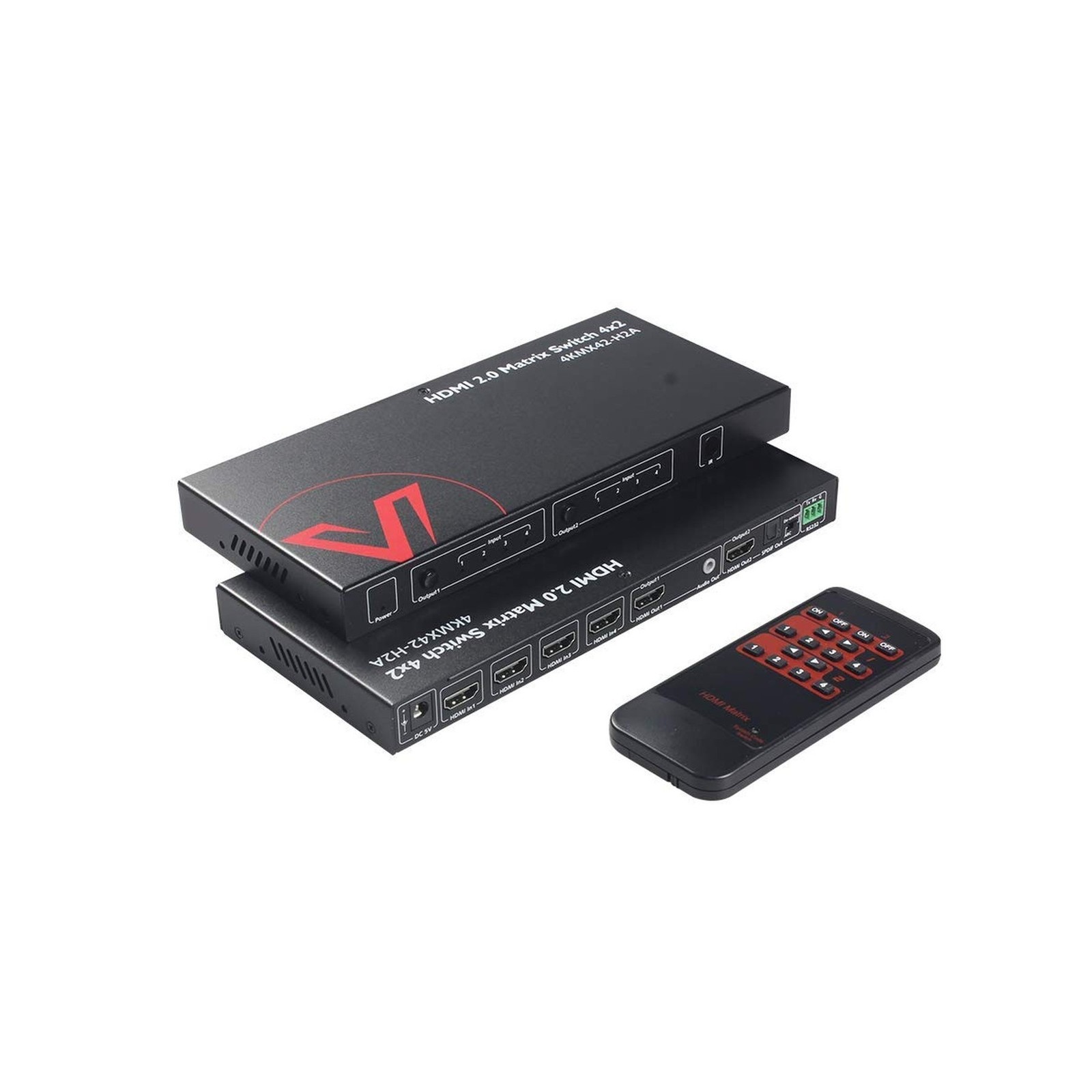 AV Access HDMI Matrix Switch 4x2 4K@60Hz 4:4:4 HDR ARC/SPDIF 5.1CH, 3.5mm Ste...
