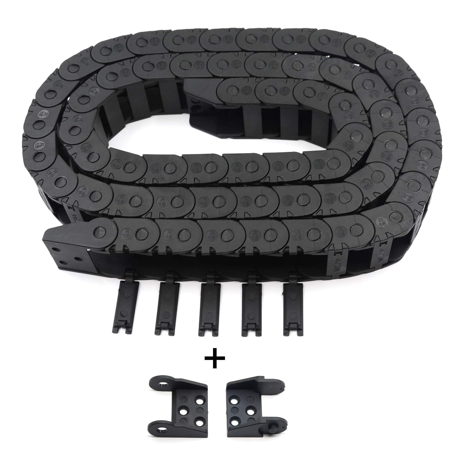 R18 Internal Size 10X20Mm 1Meter Length Black Plastic Flexible Drag Chain Cable