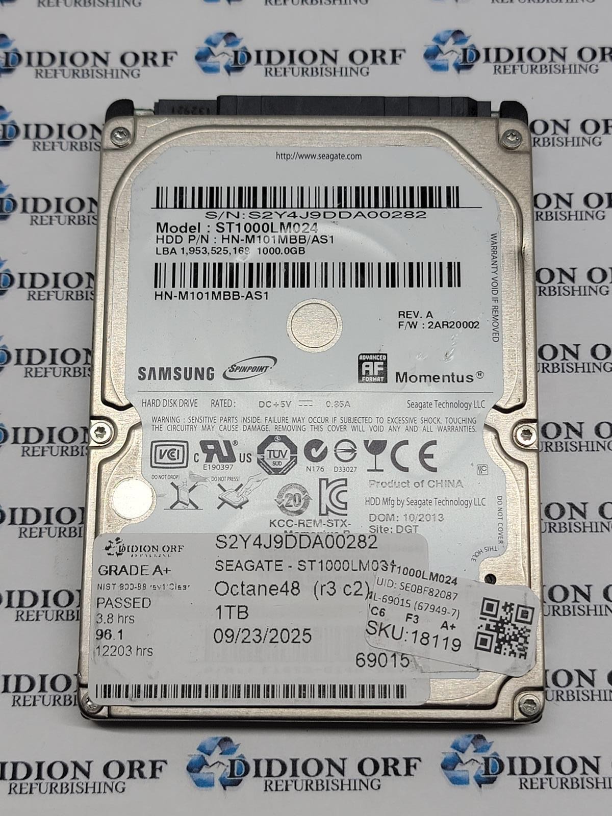 SAMSUNG 1TB 2.5" SATA HDD 5400 RPM ST1000LM024 GRADE A+, SKU 18119