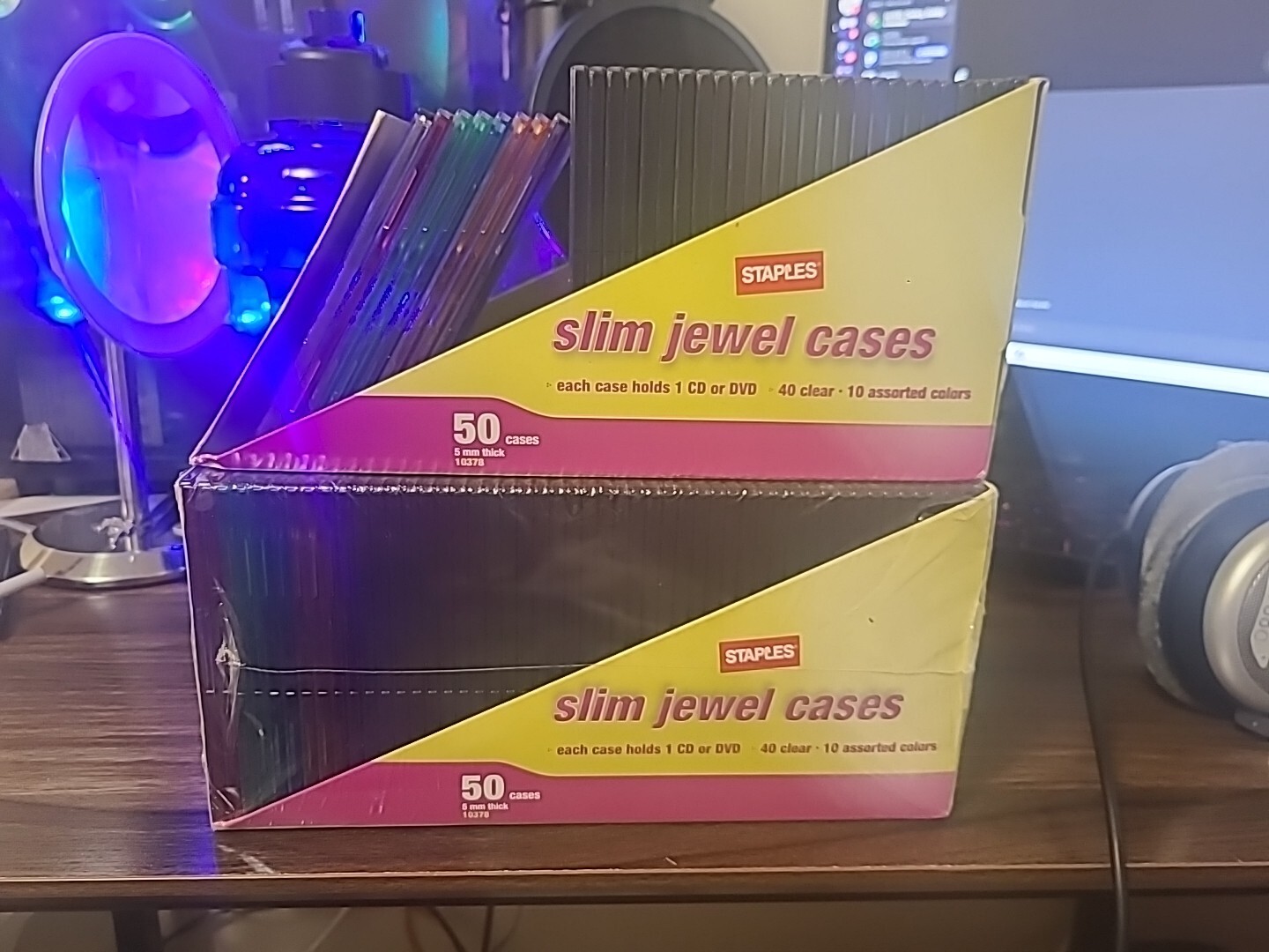 Slim Line Jewel Cases for CD/DVD, Clear/Assorted Plastic (10378-CC) ~ 84 Cases