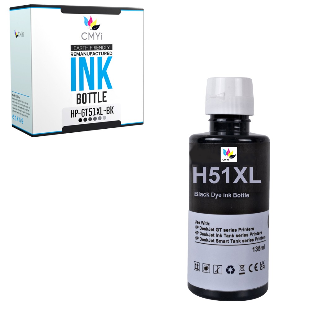CMYi Compatible GT51XL Black Ink Bottle fits HP Ink Tank 116 310 315 318 319 410