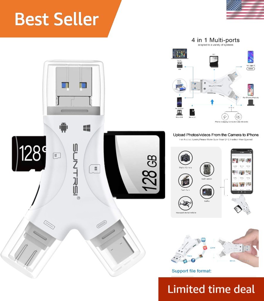 Multi-Device SD Card Reader - Charge & Transfer Data Simultaneously with Ease