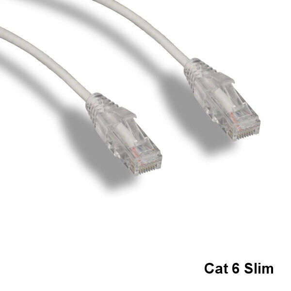 Kentek White 15' Slim Cat6 UTP Ethernet Cable 550MHz RJ45 Routers Patch Panels