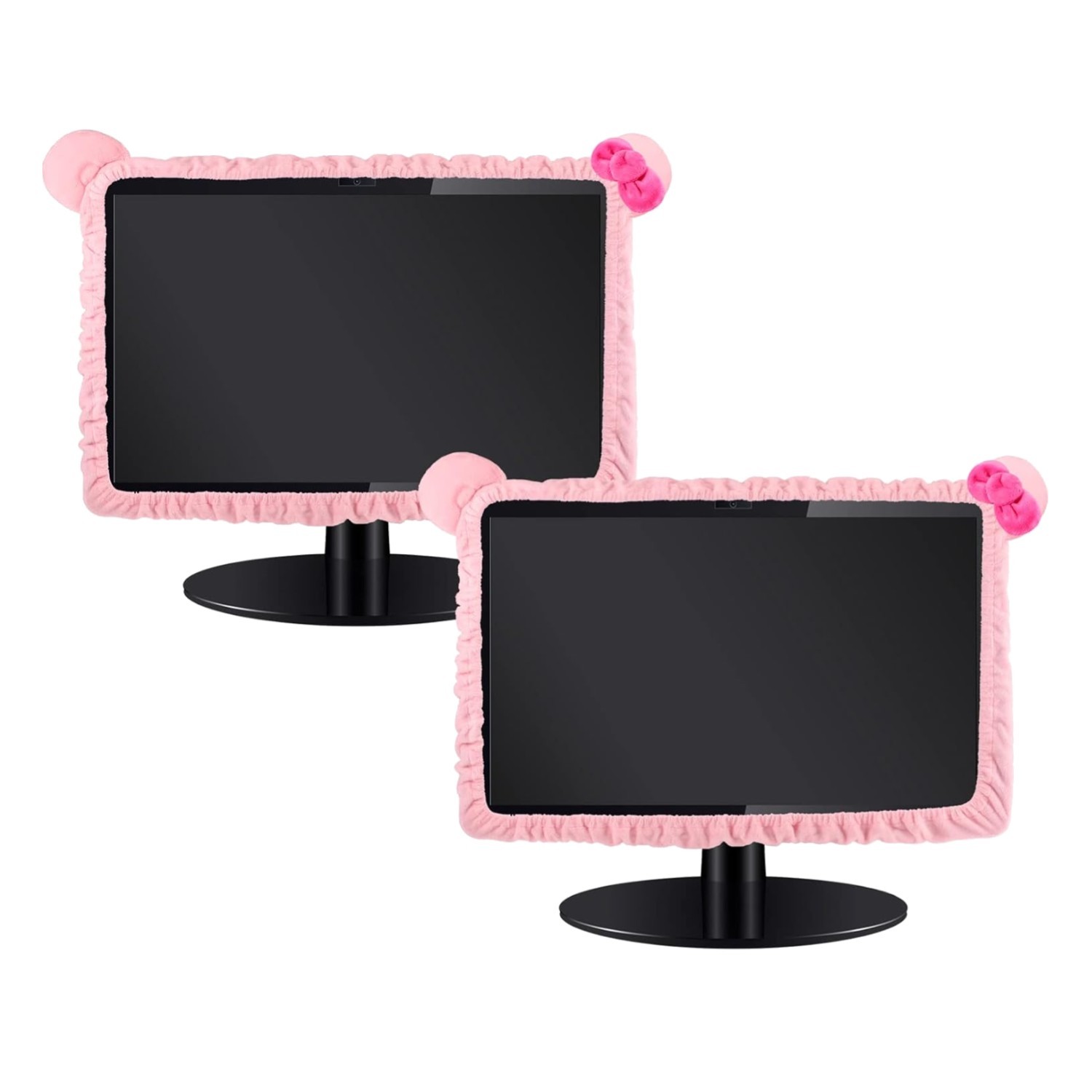 Charming Kawaii Monitor Covers Set - 2 PCS Cat Ear Design for 20''-29'' Screens