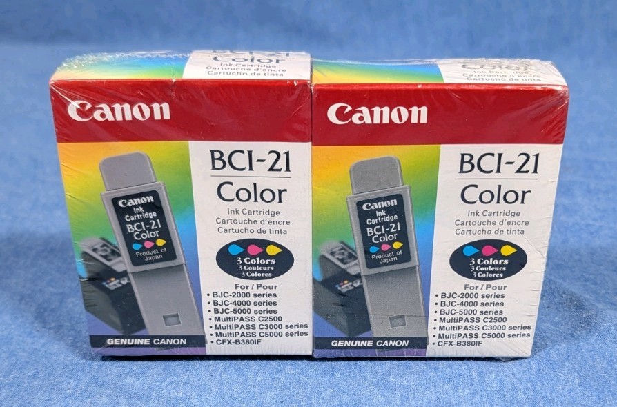 2-Pack Canon BCI-21 Color Ink Cartridges GENUINE Sealed Boxes 