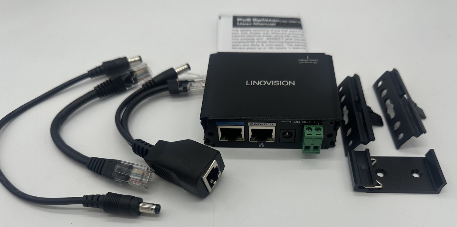 2x LINOVISION POE-Splitter1224 25W Gigabit PoE Splitter 12V/24V Complete Kit