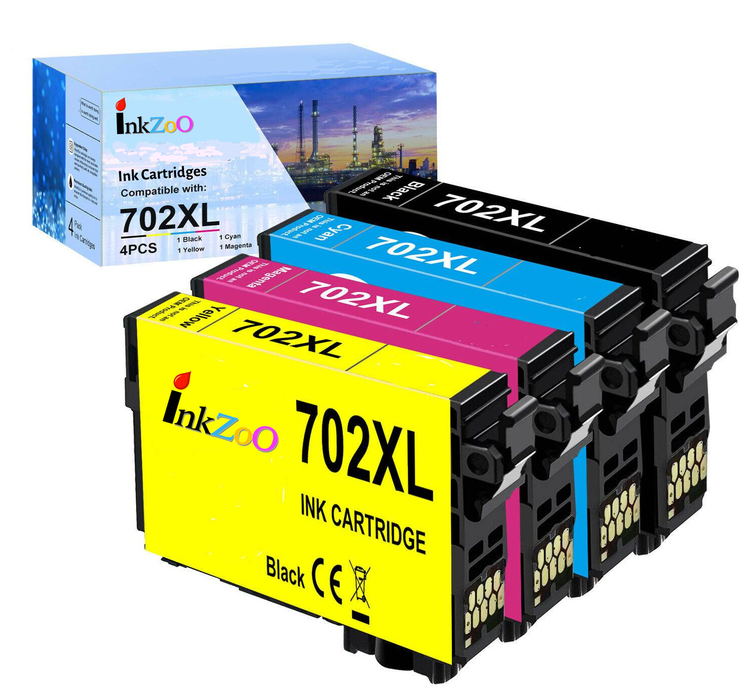 4PK 702XL T702XL Ink cartridge for EPSON printer WF-3720 WF3730 WF3733