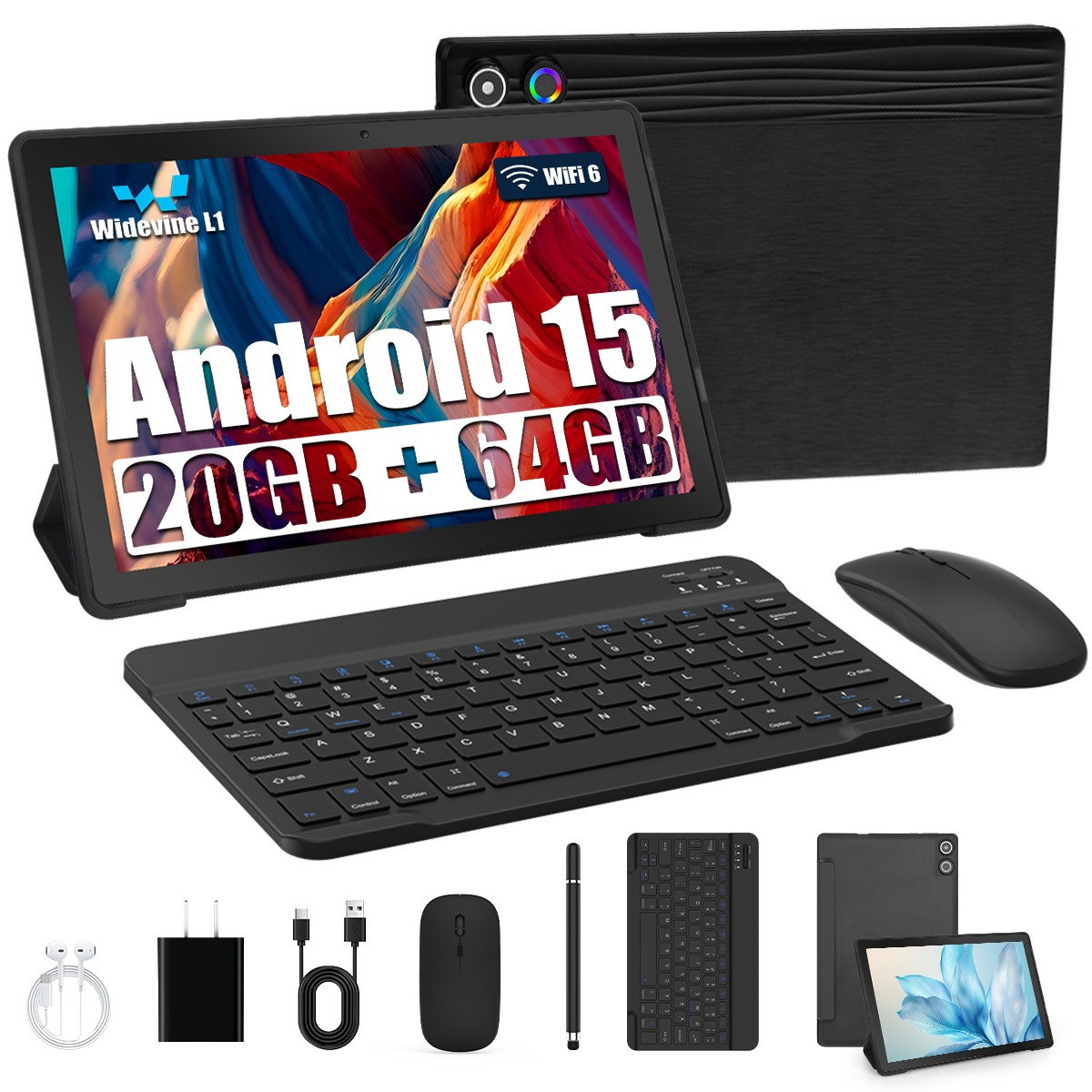 2025 AEEZO Tablet 10.1" Android 11 Octa-Core Tablets,20+64GB With Keyboard/Mouse
