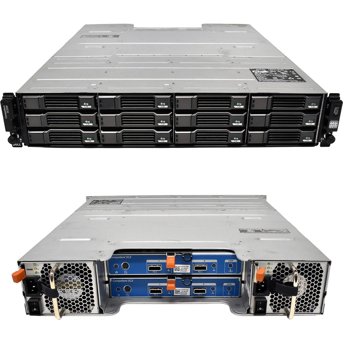Dell Compellent SC200 2x SC2 E09M005 Controller 11x 4TB 3.5" HDD 1x Caddy 2x PSU