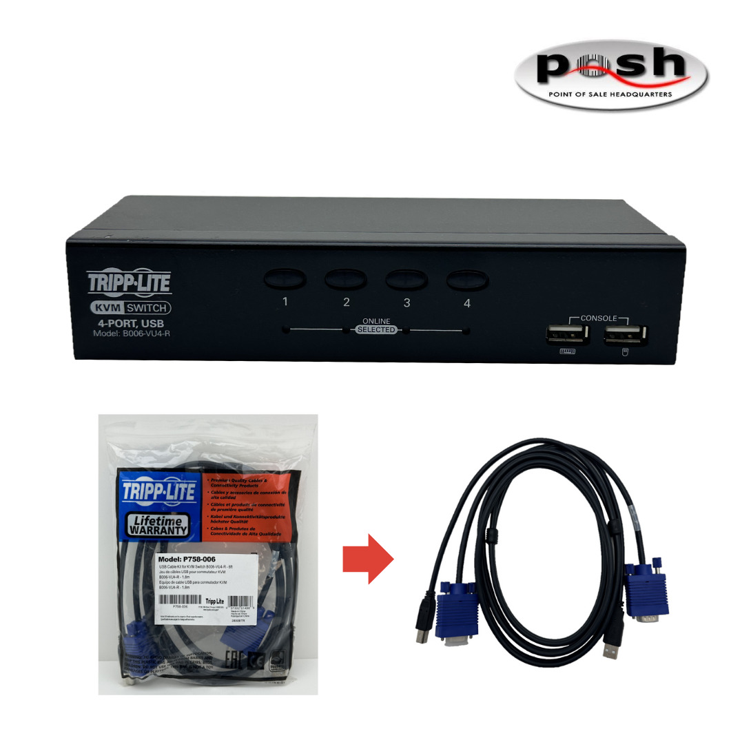 Tripp-Lite B006-VU4-R 4Port USB KVM Switch W/ P758-006 Cable included