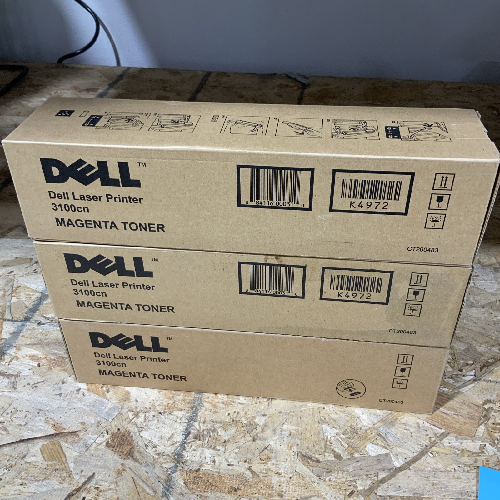 LOT OF 3 Dell 3000cn 3100cn Toner Cartridge OEM NEW MAGENTA