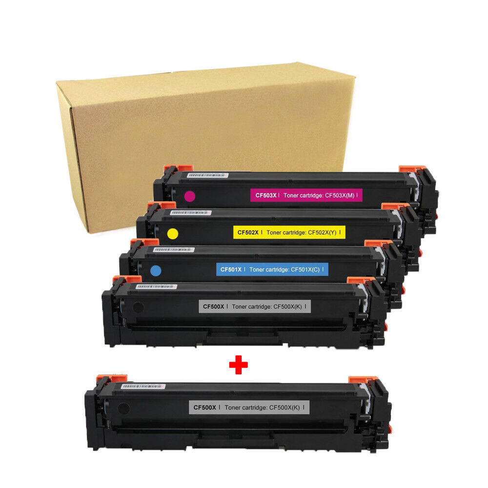 5 Toner Cartridge CF500X 202X Black Color Set For HP LaserJet Pro M254dw M281fdw