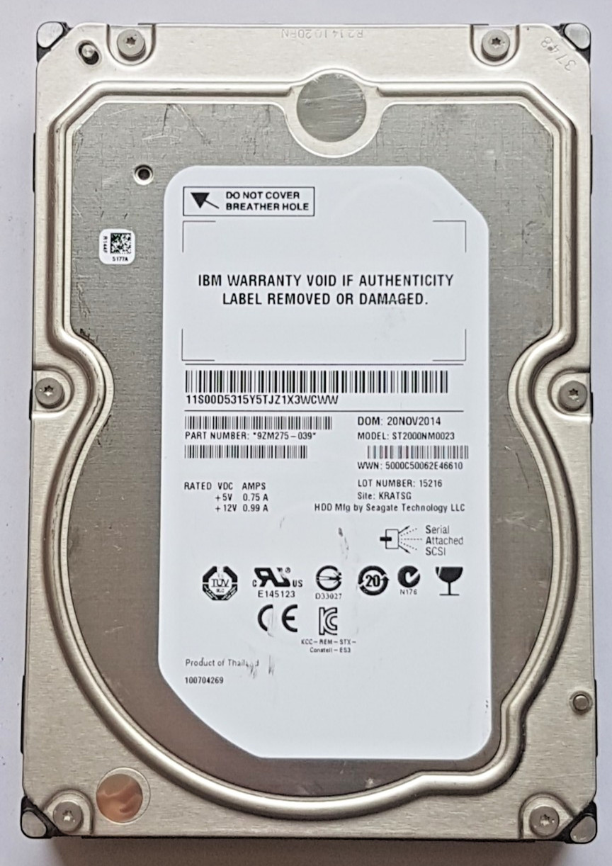 2TB SAS IBM ST2000NM0023 7200RPM 128MB HDD 3.5" Internal Hard Drive