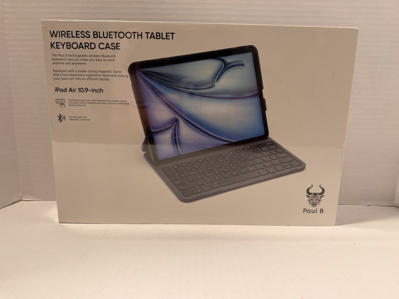 Paul B Wireless Rechargeable Bluetooth 10.9 Keyboard Case for  iPad Air 4-5-6