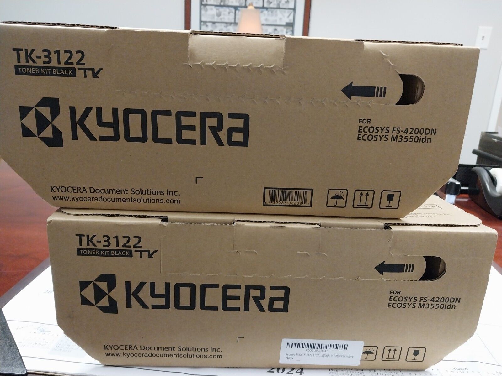 2 pk - Kyocera TK-3122 Black Toner Cartridge Genuine OEM - NEW unopened box